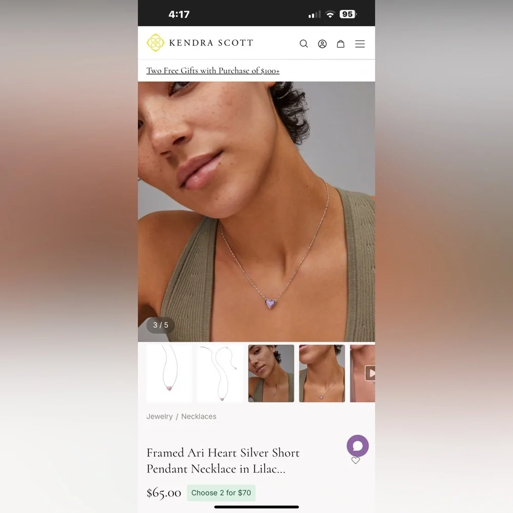 Kendra Scott Iridescent Heart Necklace - Picture 4 of 4